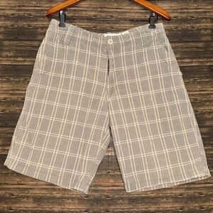 Aeropostale Men's Brown Plaid Shorts Skater Baggy Sz 32 Retro 90s Y2K